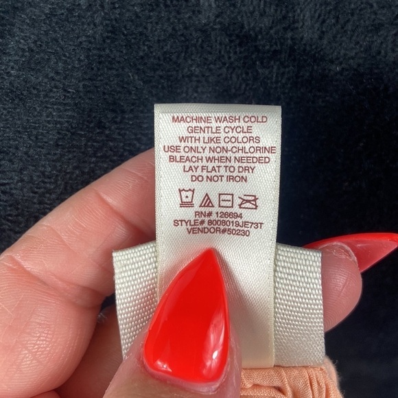 Daytrip Boho Peach Color 3/4 Sleeve Blouse with Lace Detail and Tie Front - Picture 7 of 7